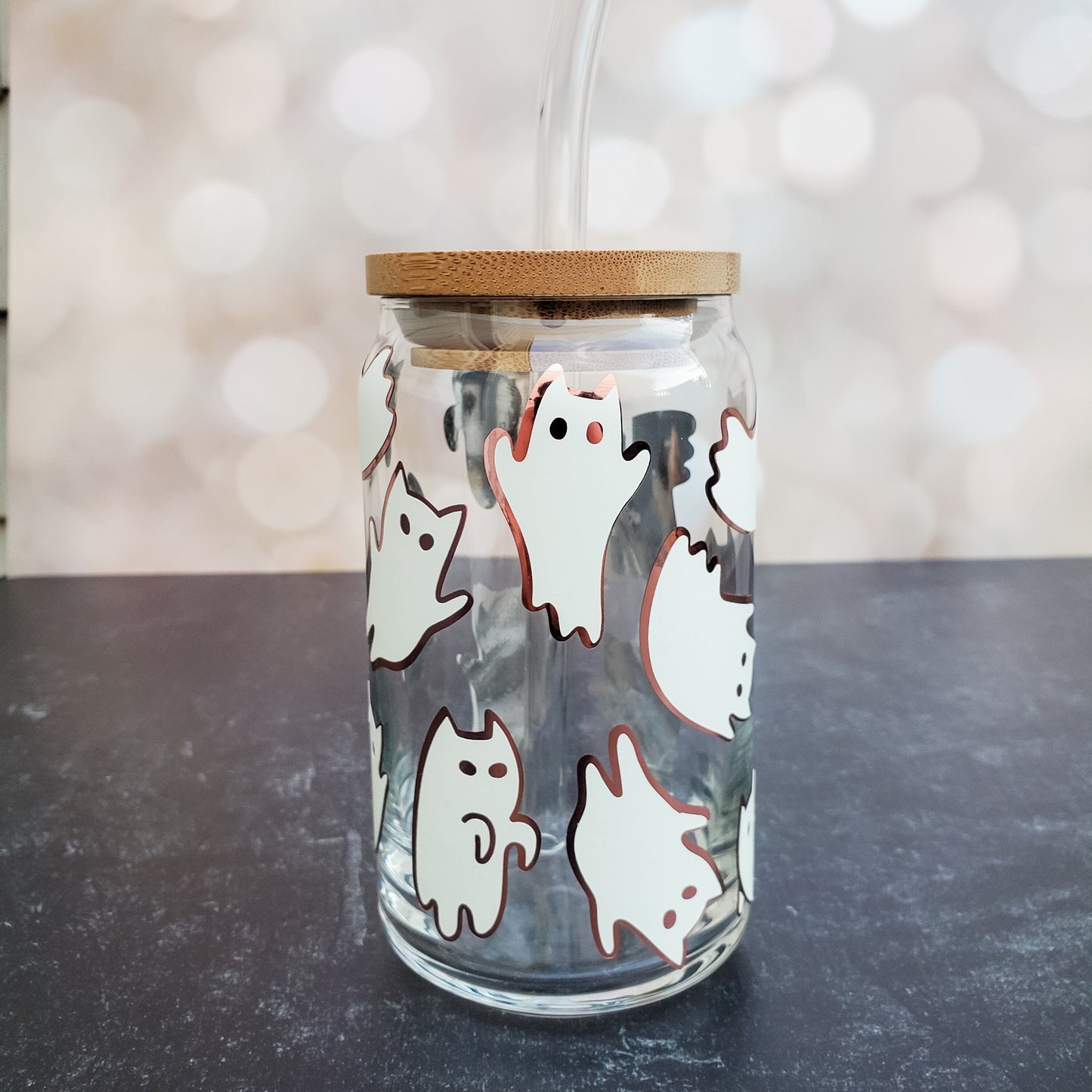 Cat Ghosts Glow in the Dark Iced Coffee Cup