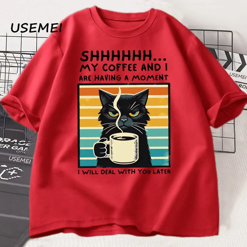 Funny Coffee Cat T-Shirt