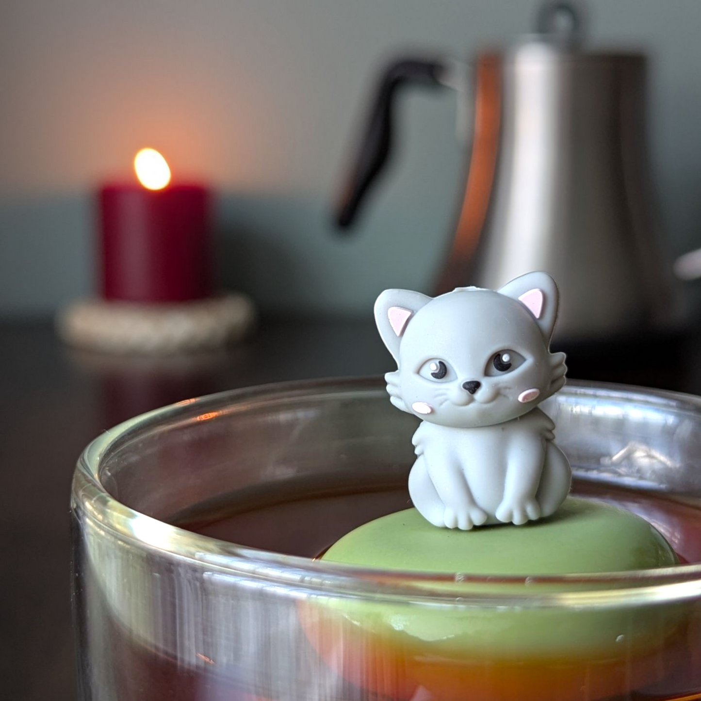 Floating Grey Cat Tea Infuser - Cute Animal Tea Infuser for Loose Leaf Tea