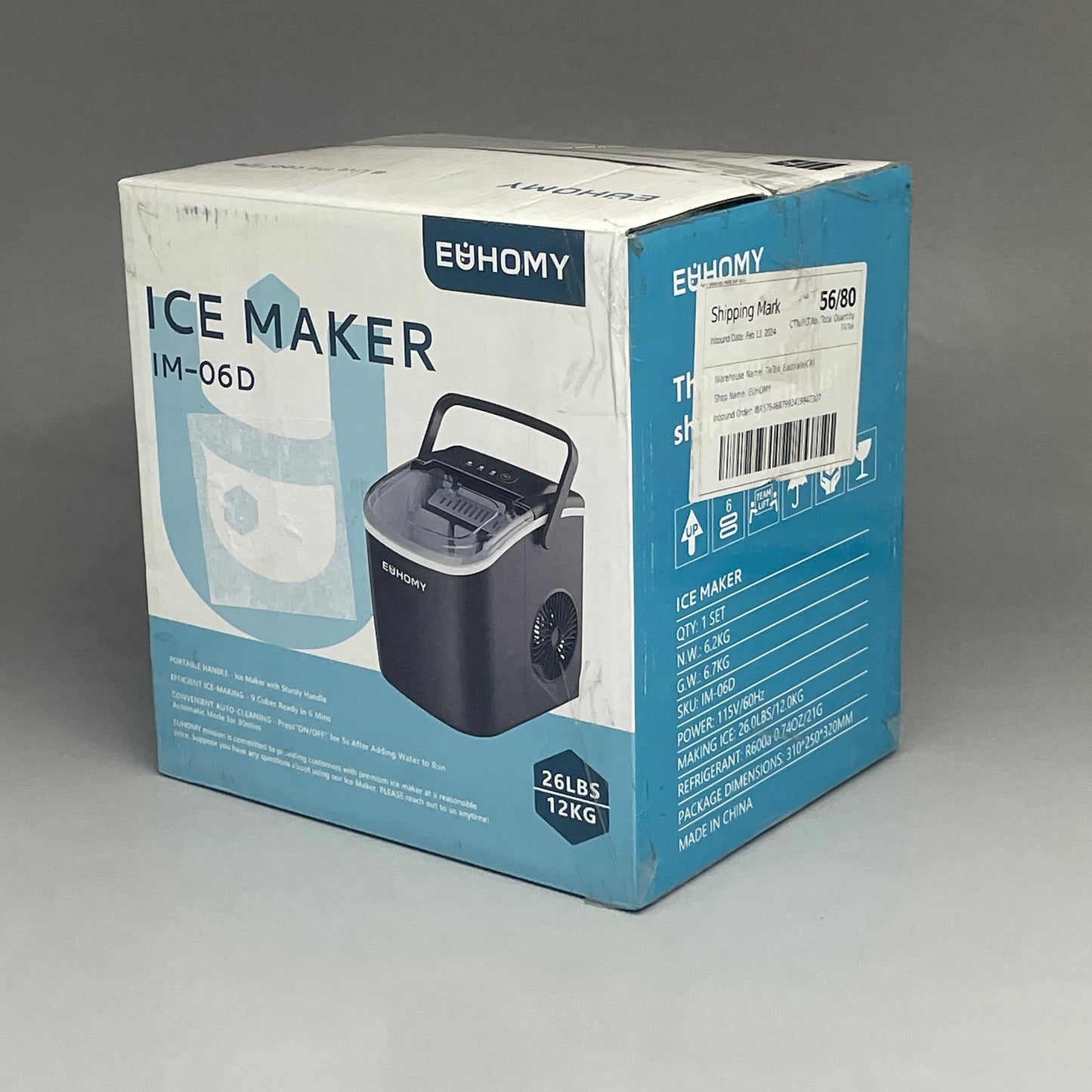 EUHOMY Counter Top Ice Cube Maker Machine 115v Black IM-06D
