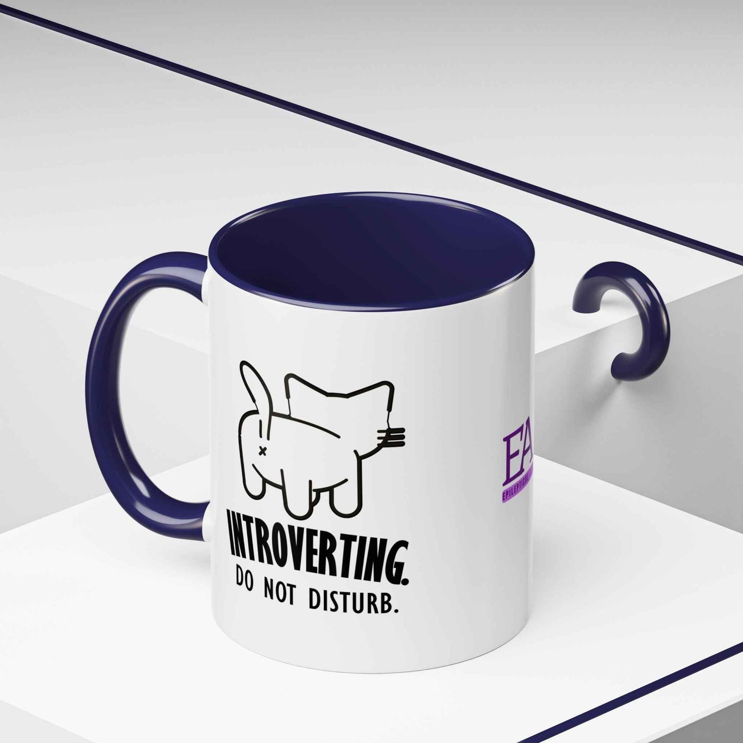 Introverting. Do Not Disturb. Two-Tone Cat Coffee Mug (11oz & 15oz)