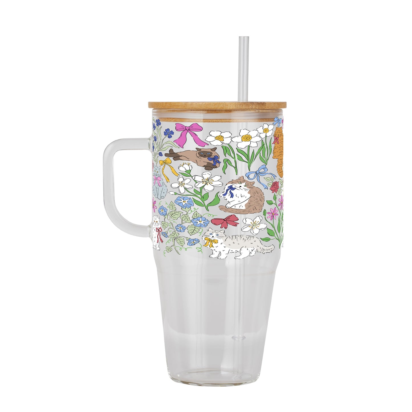 Grandma Core Cats Glass Cup, Mug & Tumbler with Lid and Straw