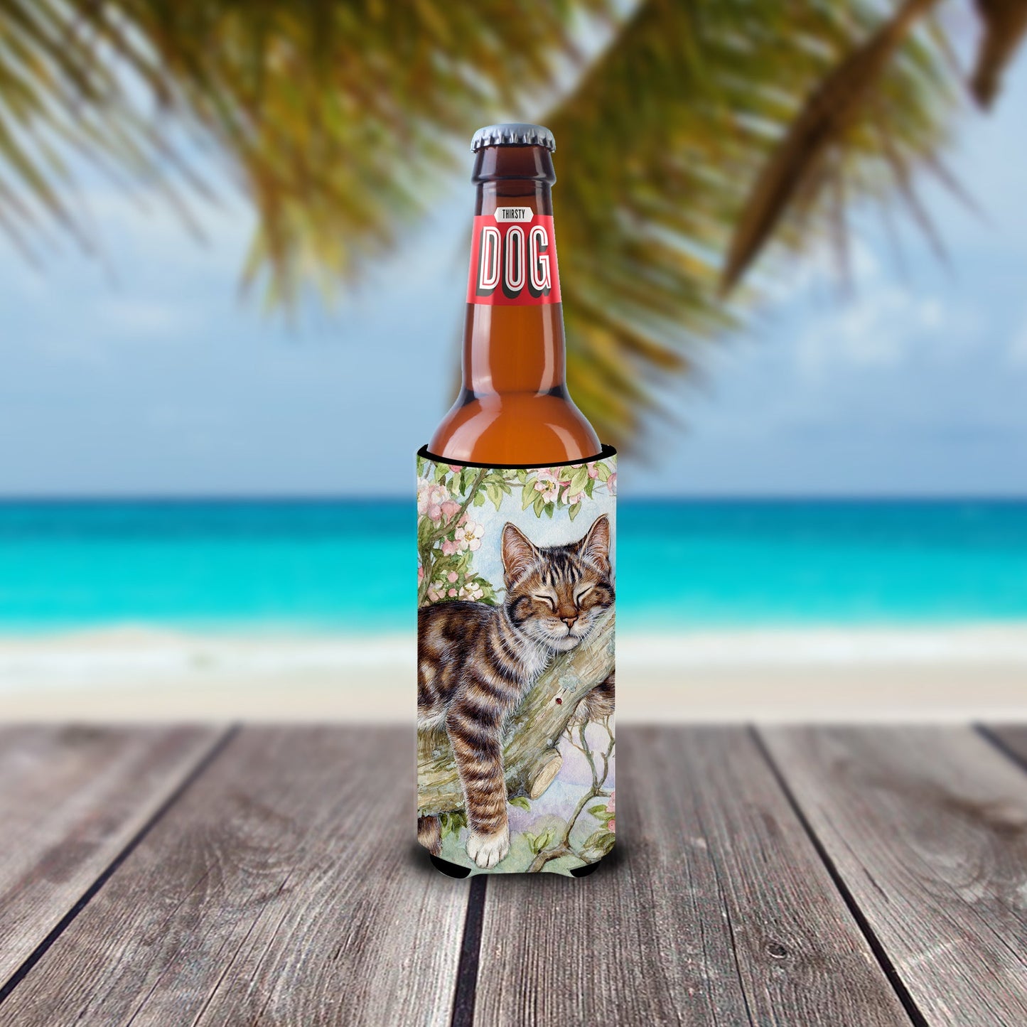 Sleepy Cat by Debbie Cook Slim Can Hugger – Fun & Functional Drink Coolers CDCO0241MUK