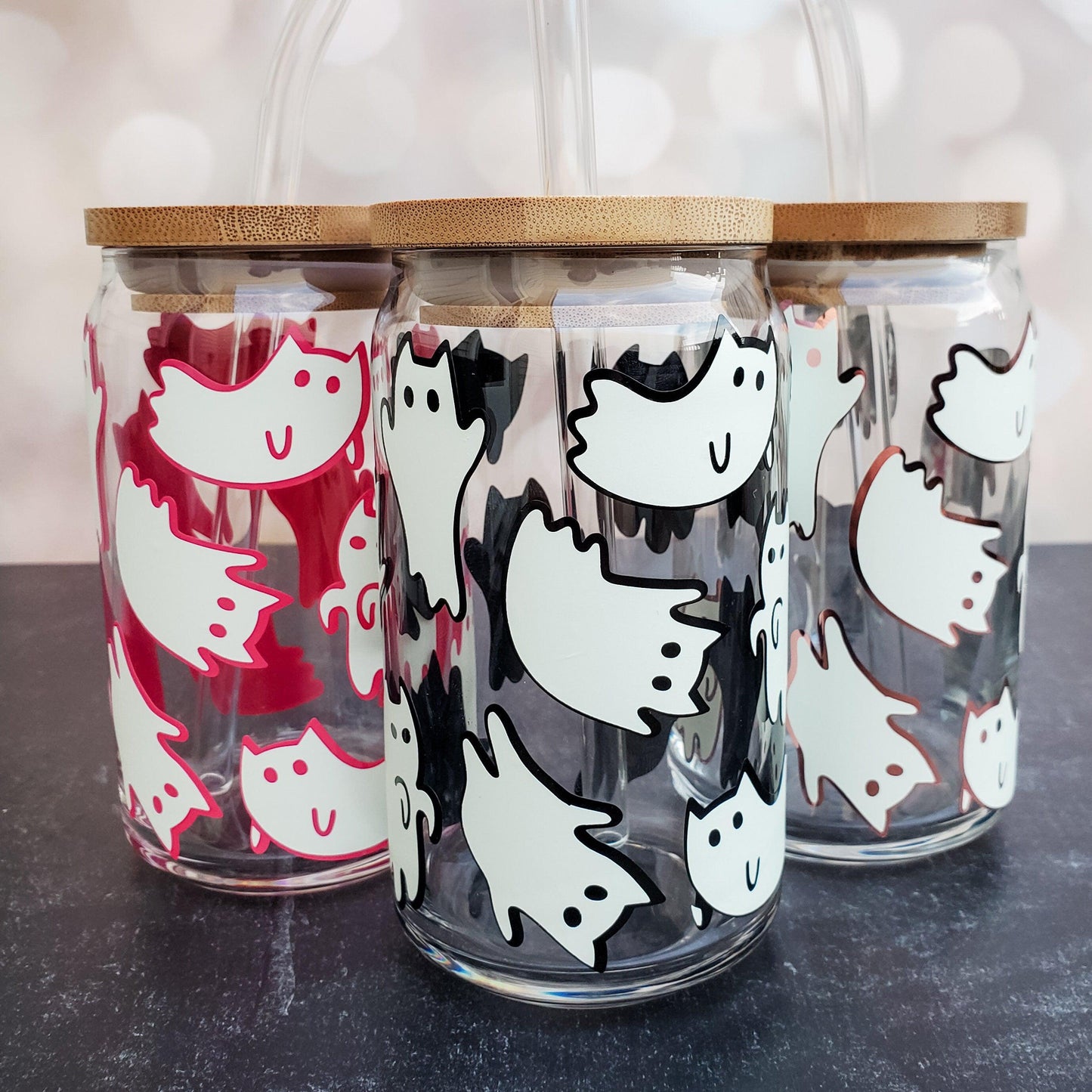Cat Ghosts Glow in the Dark Iced Coffee Cup