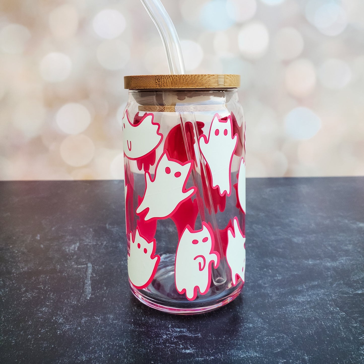 Cat Ghosts Glow in the Dark Iced Coffee Cup