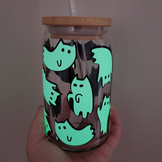 Cat Ghosts Glow in the Dark Iced Coffee Cup