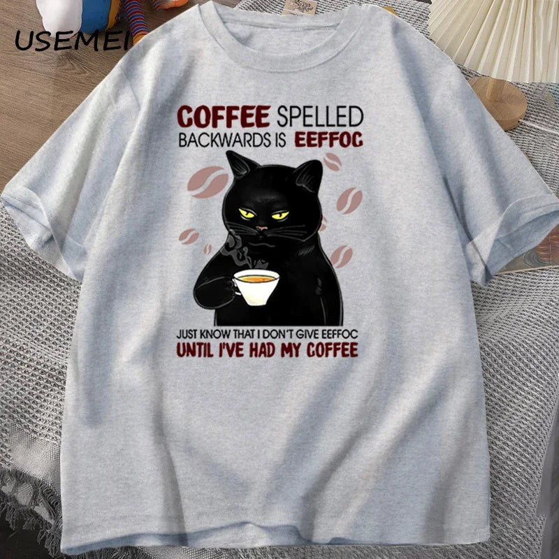 Coffee Spelled Backwards Cat T-Shirt
