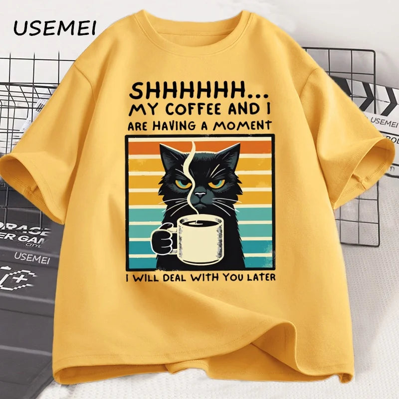 Funny Coffee Cat T-Shirt