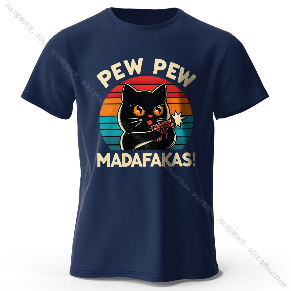Cute Hand-Drawn Cat Doodle Print 100% Cotton T-Shirt