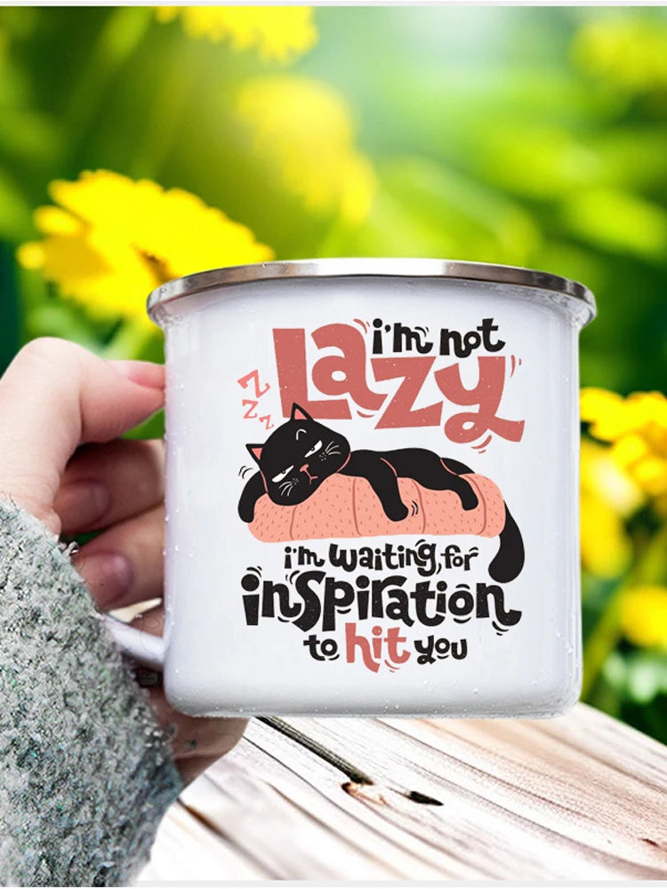 LAZY CAT Enamel Mug