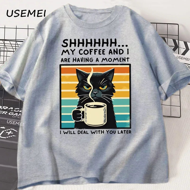 Funny Coffee Cat T-Shirt