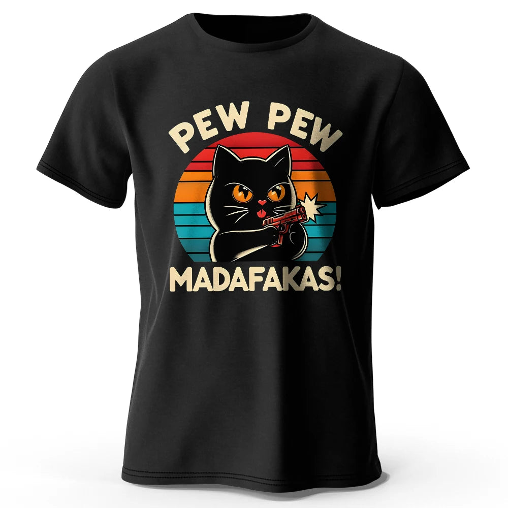 Cute Hand-Drawn Cat Doodle Print 100% Cotton T-Shirt