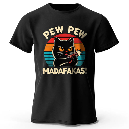 Cute Hand-Drawn Cat Doodle Print 100% Cotton T-Shirt