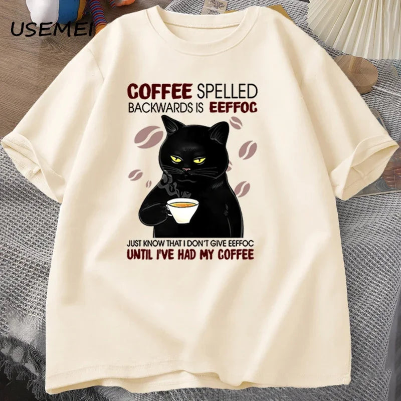 Coffee Spelled Backwards Cat T-Shirt