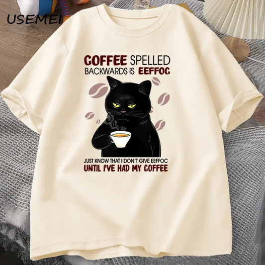 Coffee Spelled Backwards Cat T-Shirt