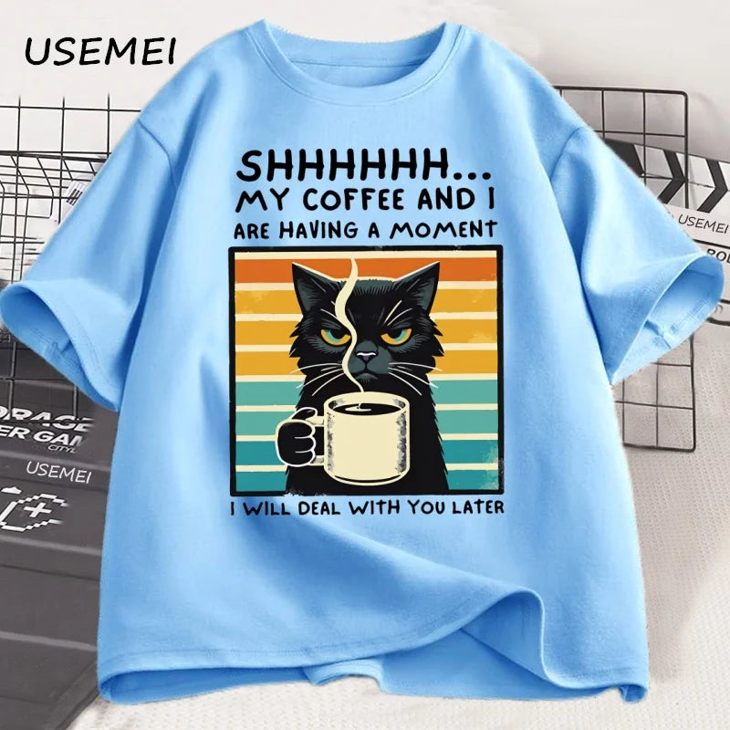 Funny Coffee Cat T-Shirt
