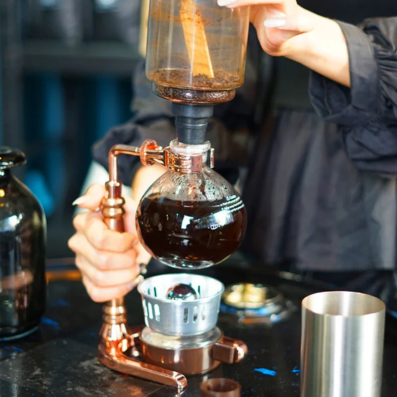 3-5 Cup Syphon Coffee Maker 600ml (20.3 fl oz) Heat-Resistant Glass Siphon Vacuum Brewer