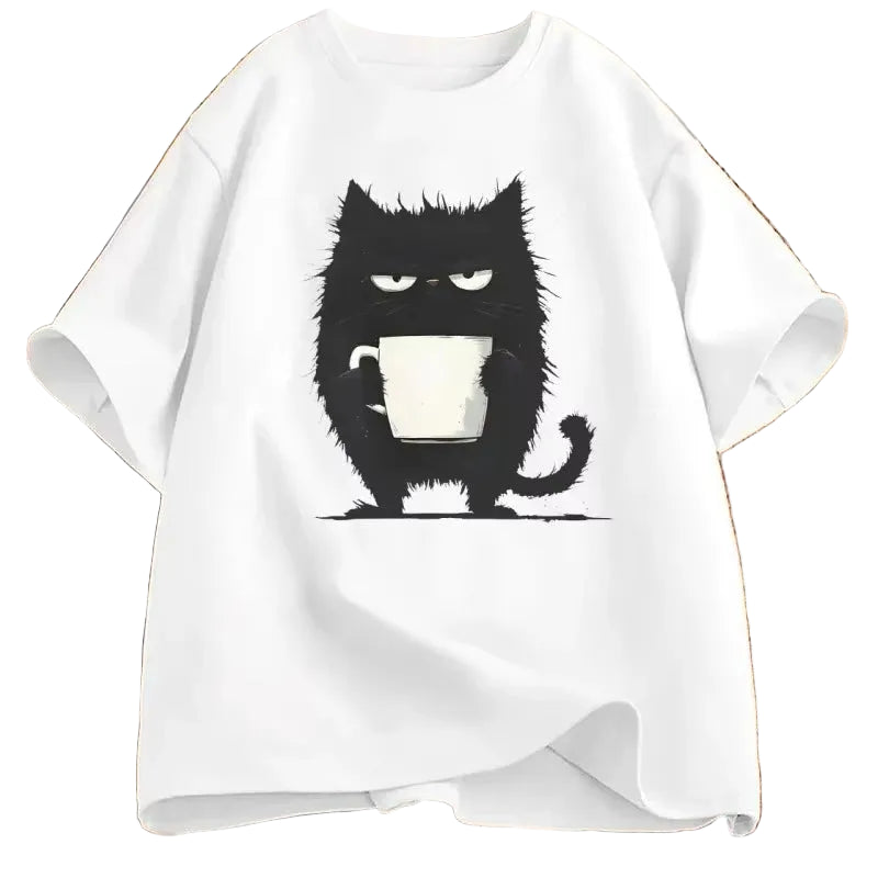 Funny Black Tired Cat T Shirt