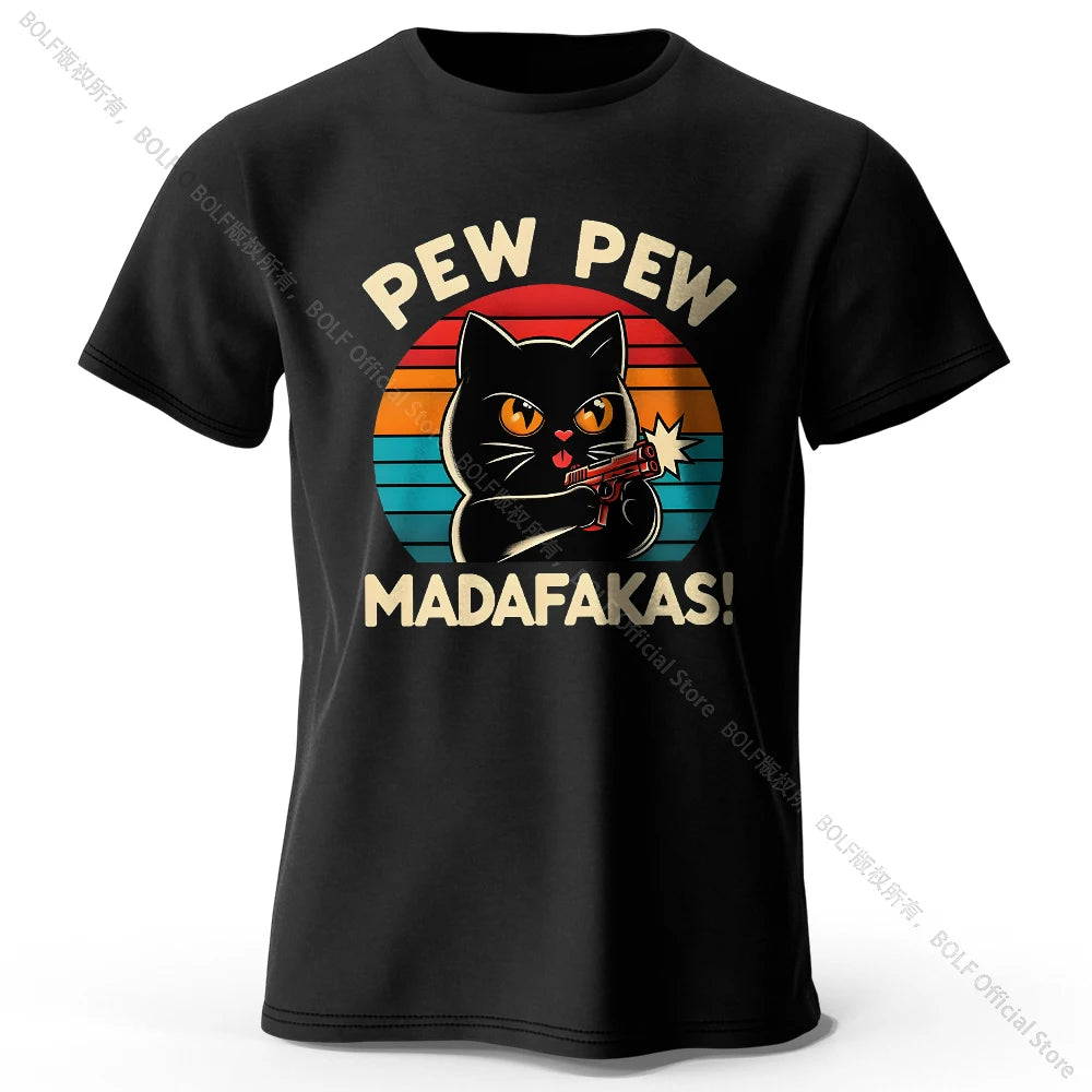 Cute Hand-Drawn Cat Doodle Print 100% Cotton T-Shirt
