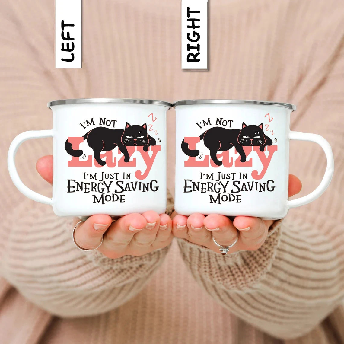 LAZY CAT Enamel Mug