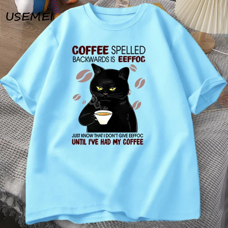 Coffee Spelled Backwards Cat T-Shirt