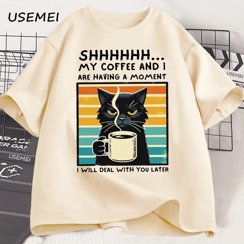 Funny Coffee Cat T-Shirt