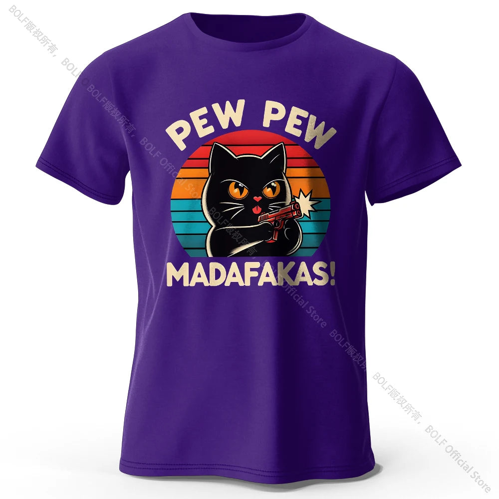 Cute Hand-Drawn Cat Doodle Print 100% Cotton T-Shirt