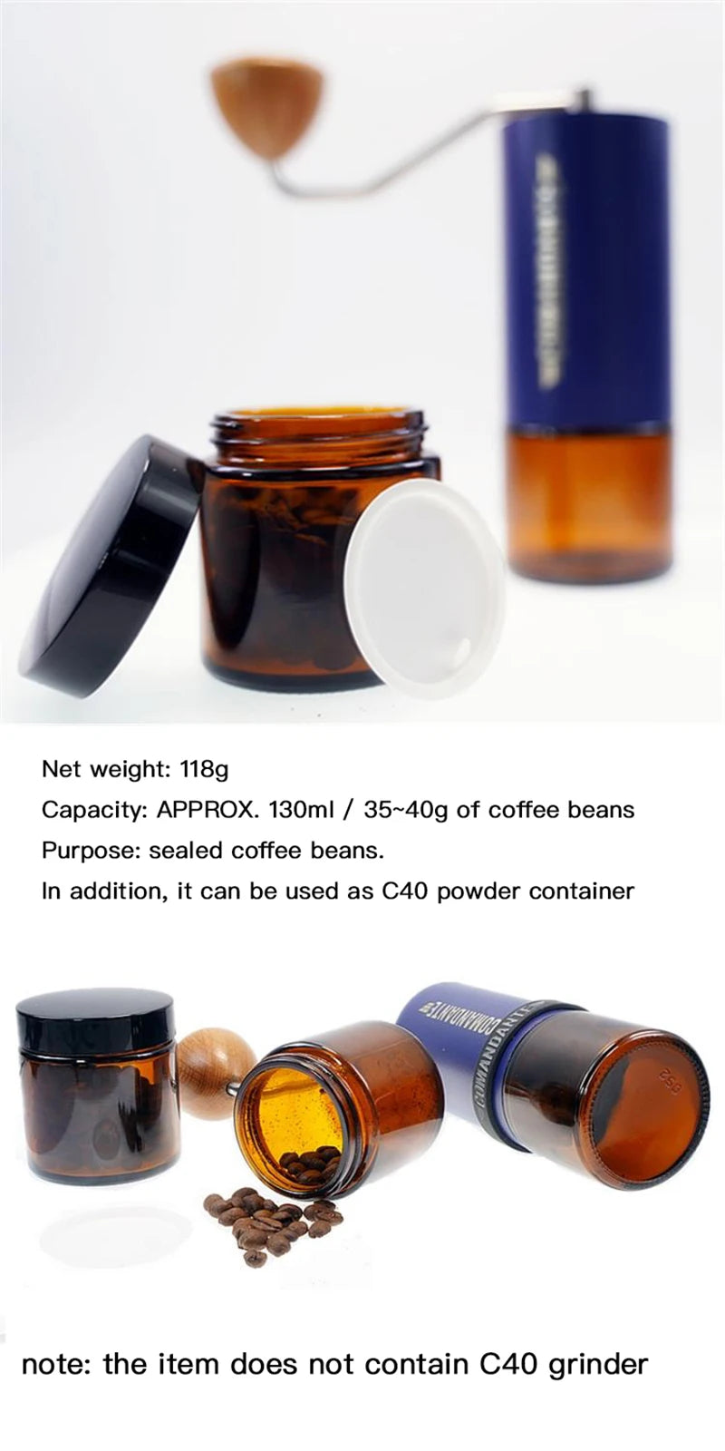 Portable Coffee Bean Storage Glass Jar