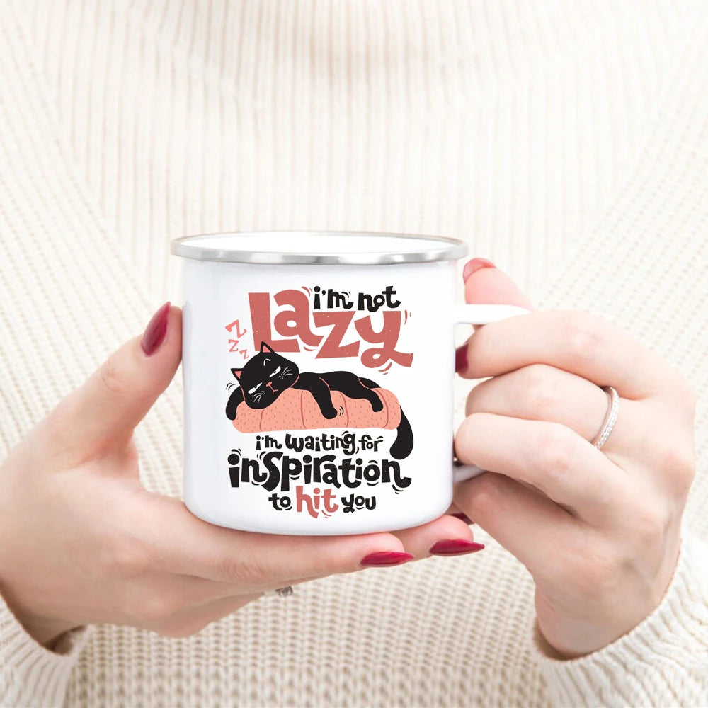 LAZY CAT Enamel Mug