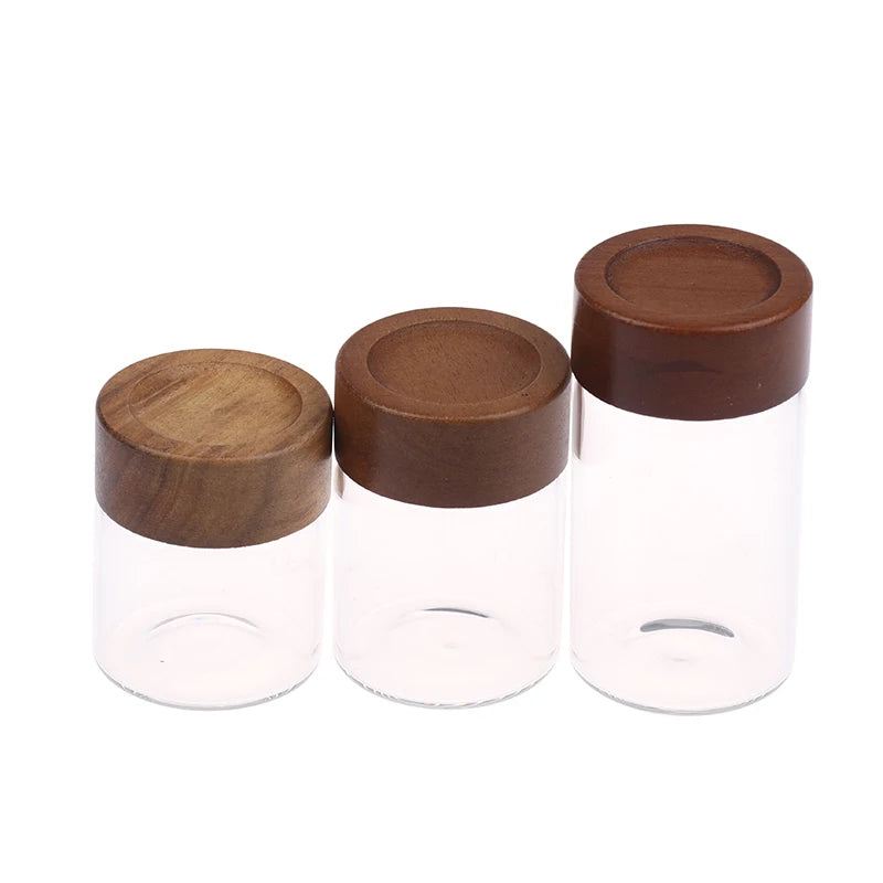 Mini Wood Lid Coffee Beans Storage Container Tube