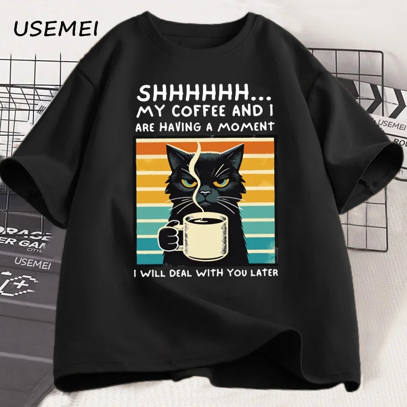 Funny Coffee Cat T-Shirt