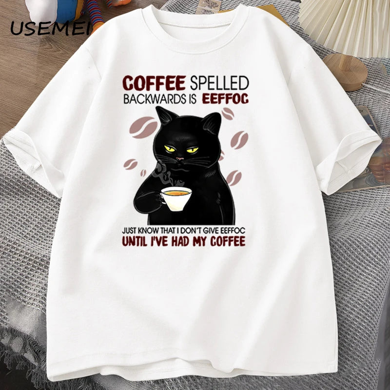 Coffee Spelled Backwards Cat T-Shirt