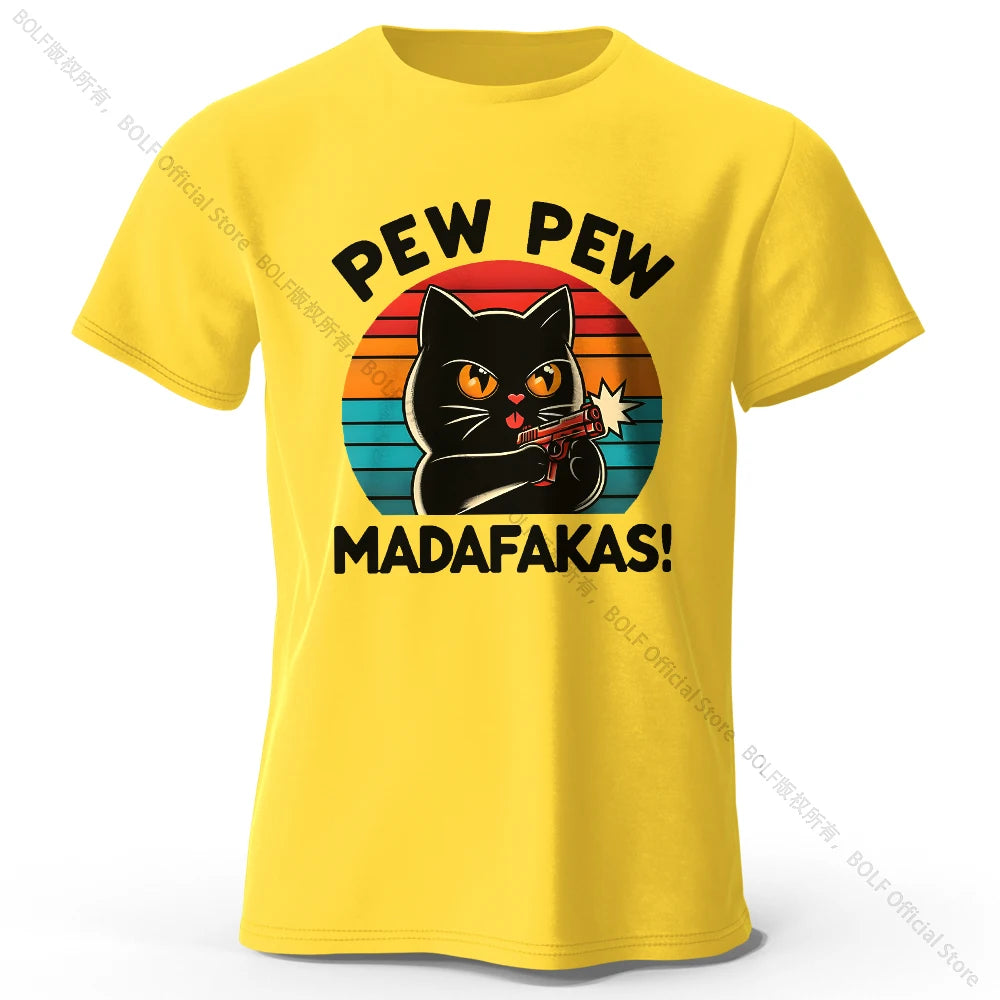 Cute Hand-Drawn Cat Doodle Print 100% Cotton T-Shirt