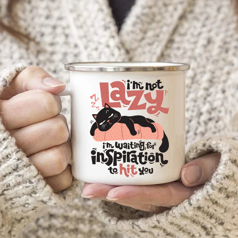 LAZY CAT Enamel Mug