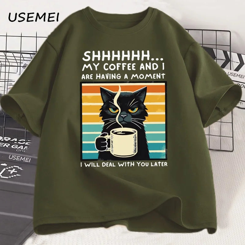 Funny Coffee Cat T-Shirt