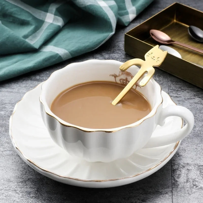 Stainless Steel Cat Teaspoon - Cute Mini Coffee & Dessert Spoon for Ice Cream and Snacks