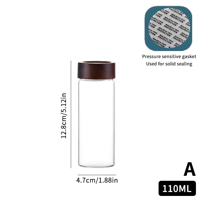 Mini Wood Lid Coffee Beans Storage Container Tube