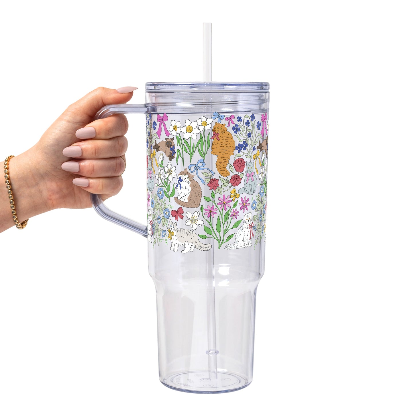 Grandma Core Cats Glass Cup, Mug & Tumbler with Lid and Straw