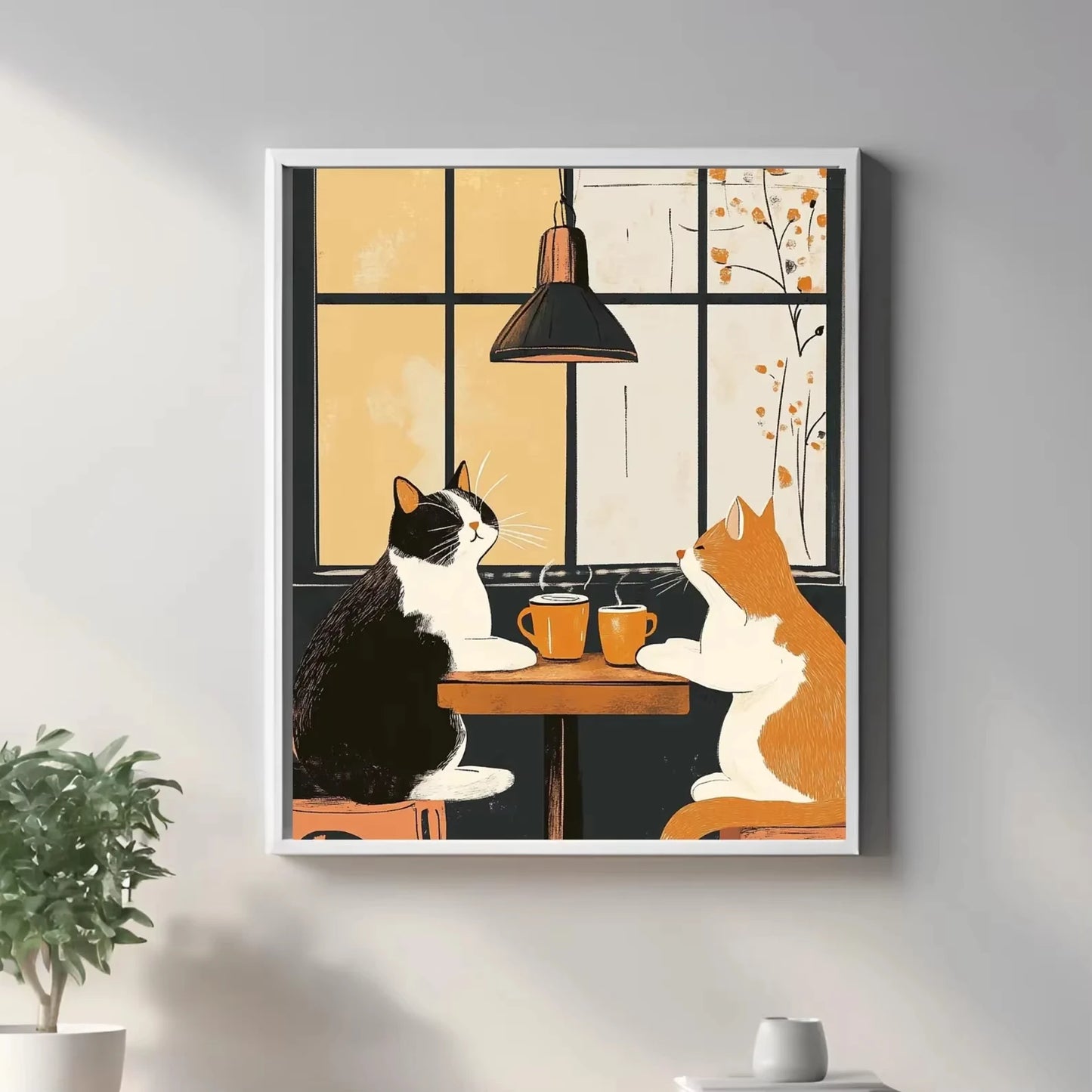 Funny Cat Coffee Wall Art