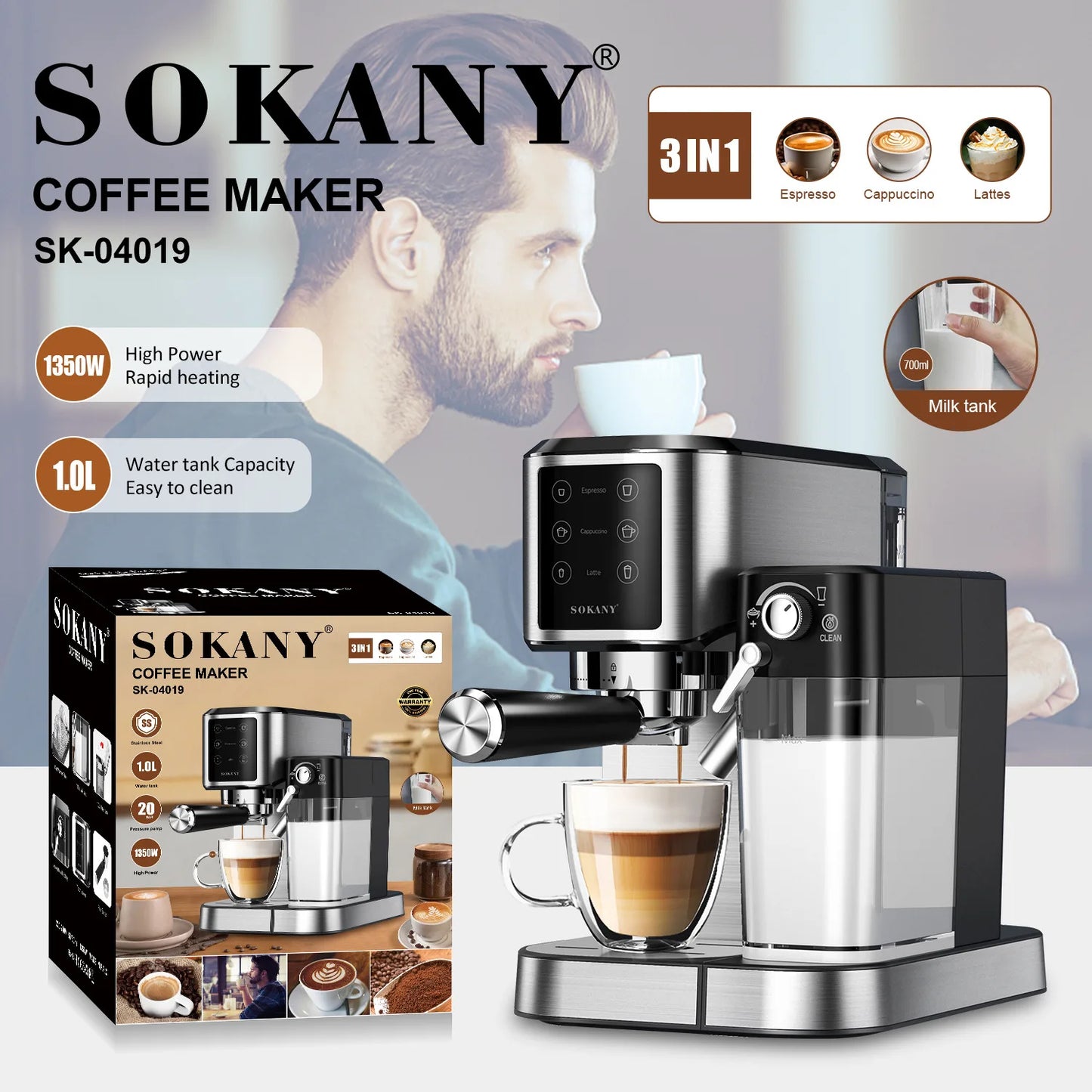 Smart Model Professional Steam Espresso Machine