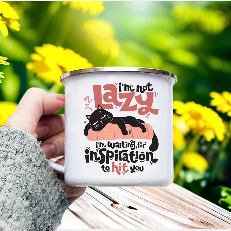 LAZY CAT Enamel Mug