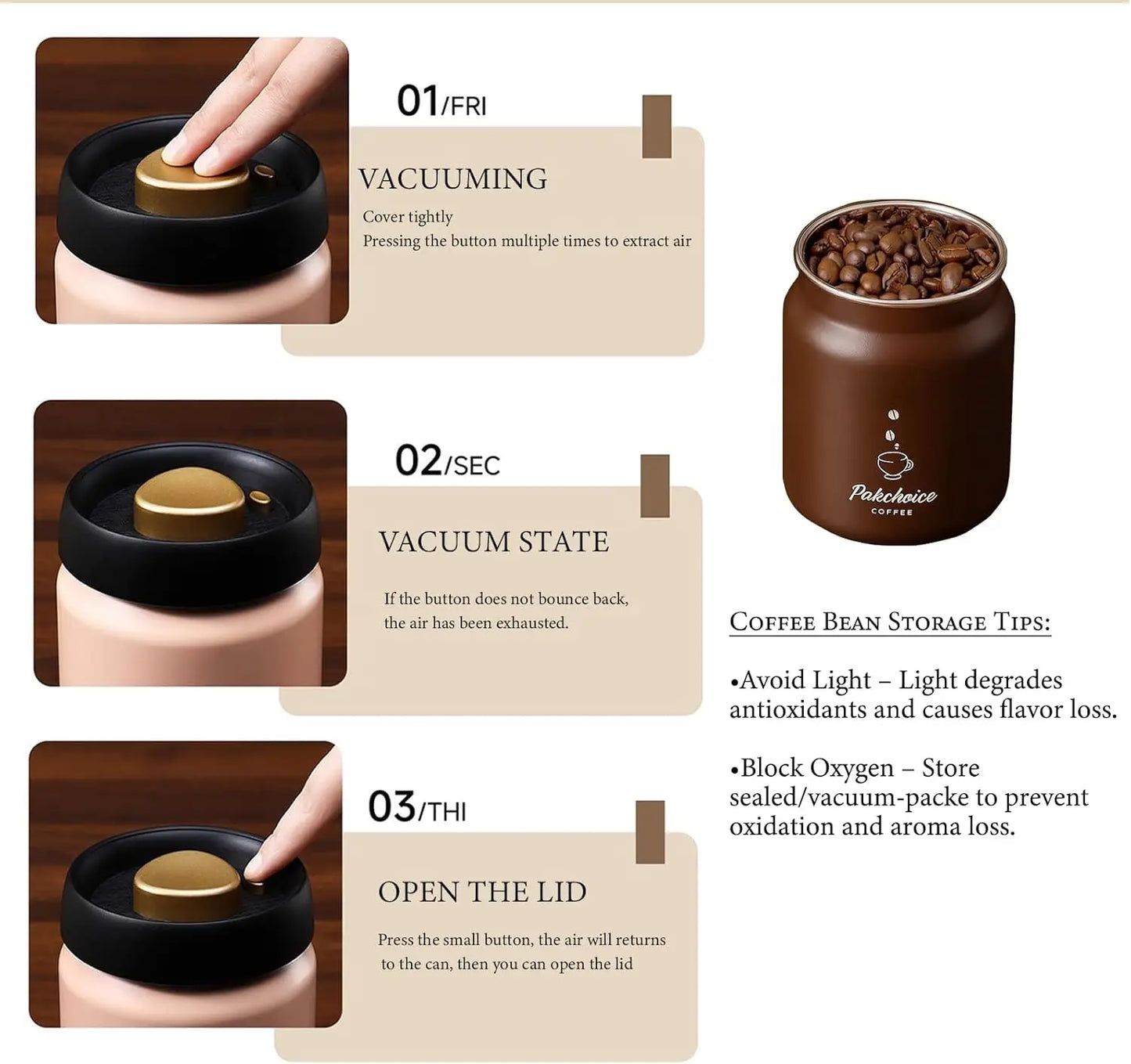 Vacuum Coffee Bean Storage Container