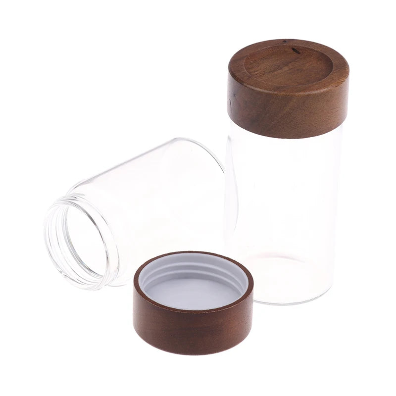 Mini Wood Lid Coffee Beans Storage Container Tube