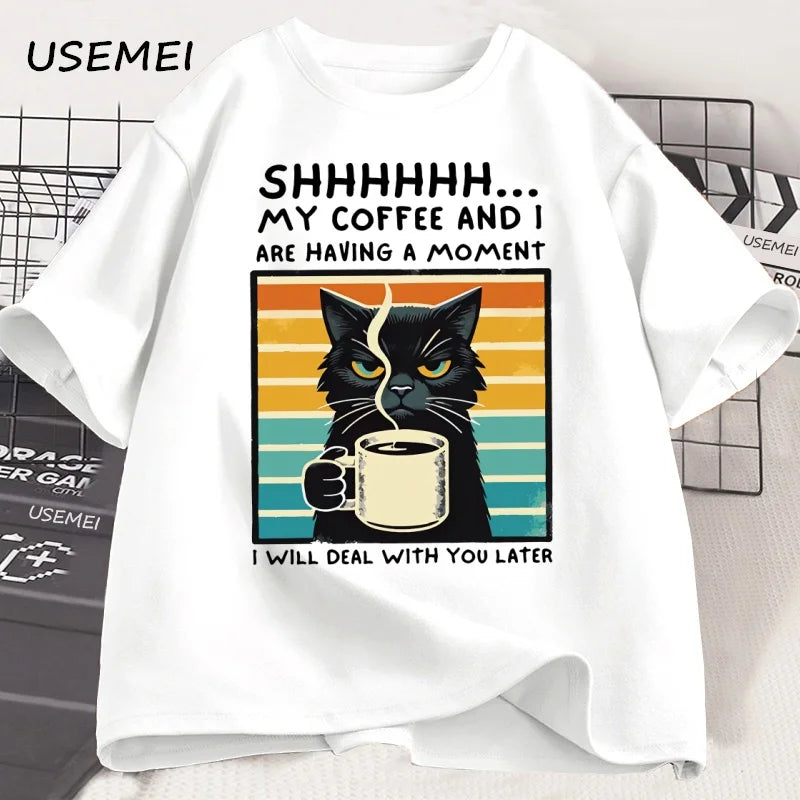 Funny Coffee Cat T-Shirt