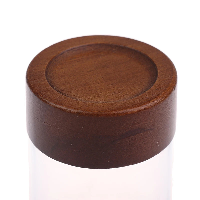 Mini Wood Lid Coffee Beans Storage Container Tube