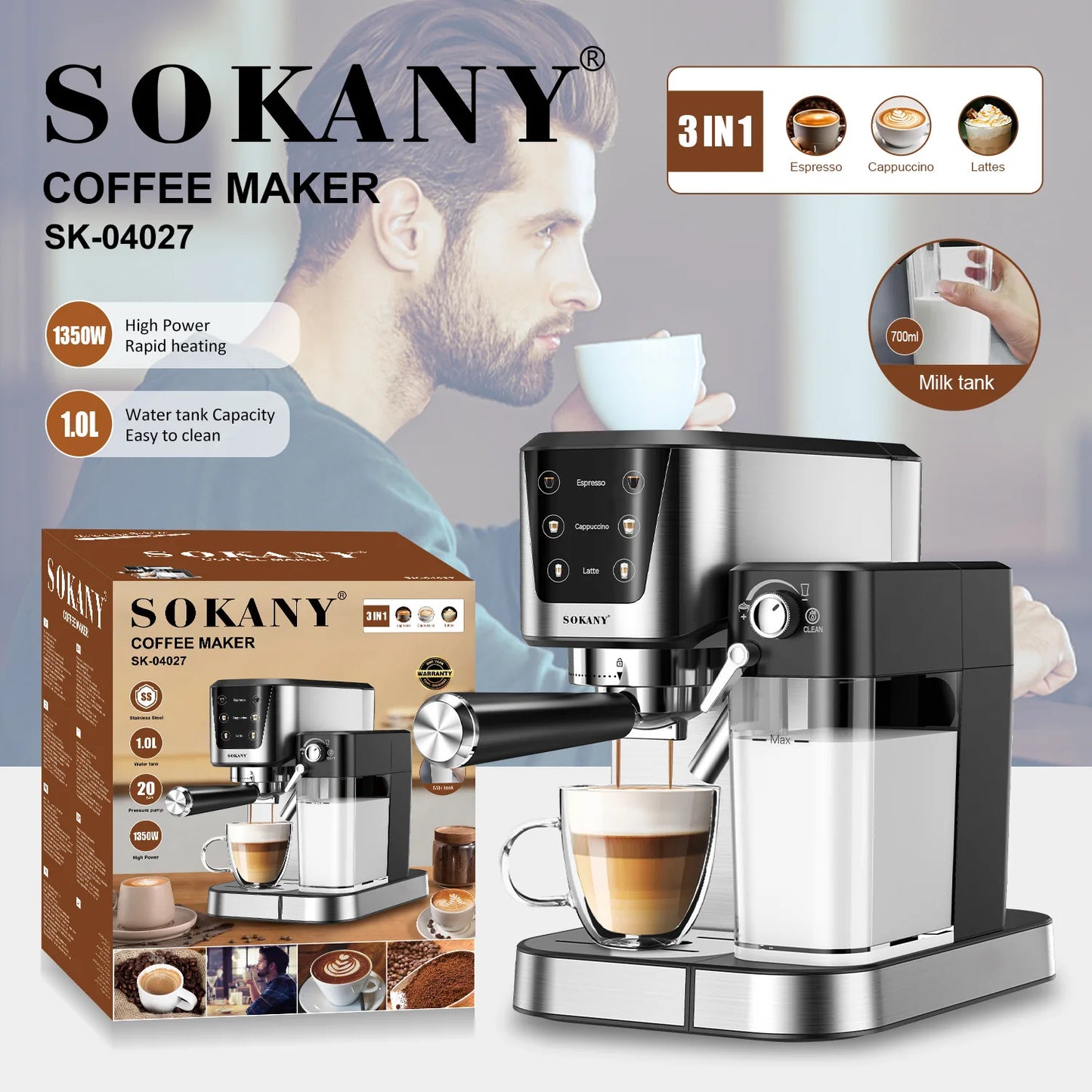 Smart Model Professional Steam Espresso Machine