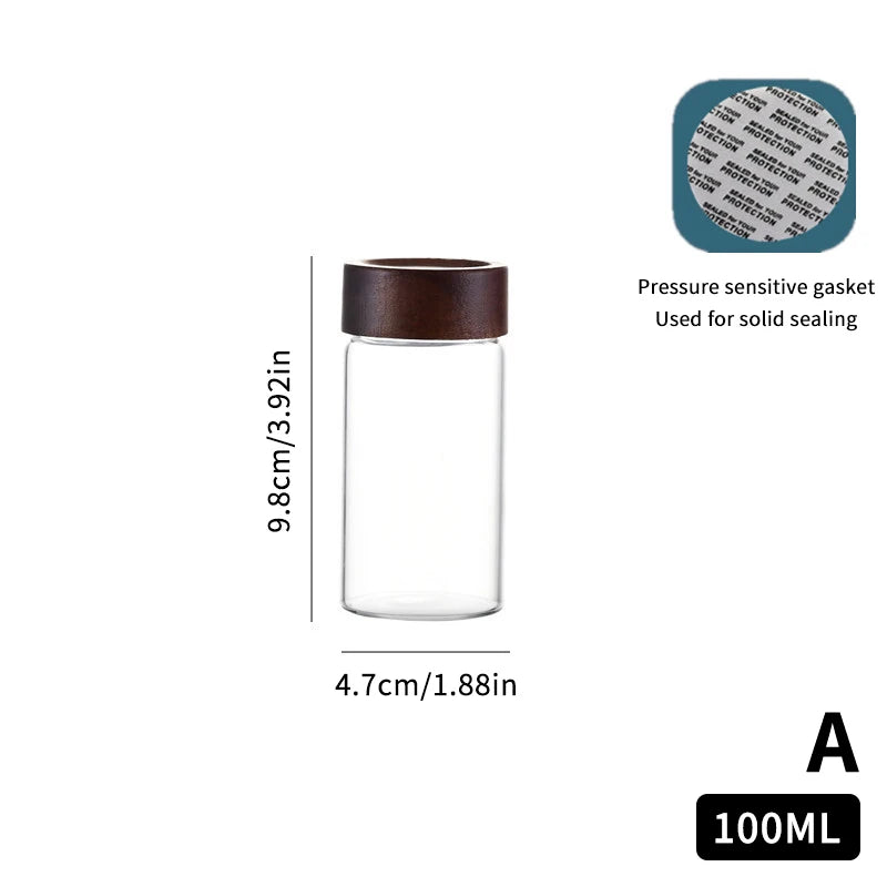 Mini Wood Lid Coffee Beans Storage Container Tube