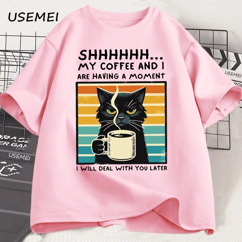 Funny Coffee Cat T-Shirt