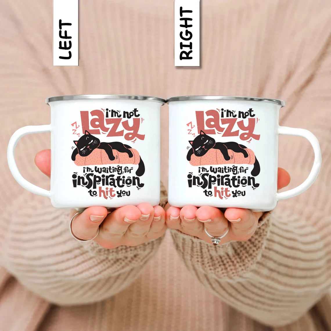 LAZY CAT Enamel Mug